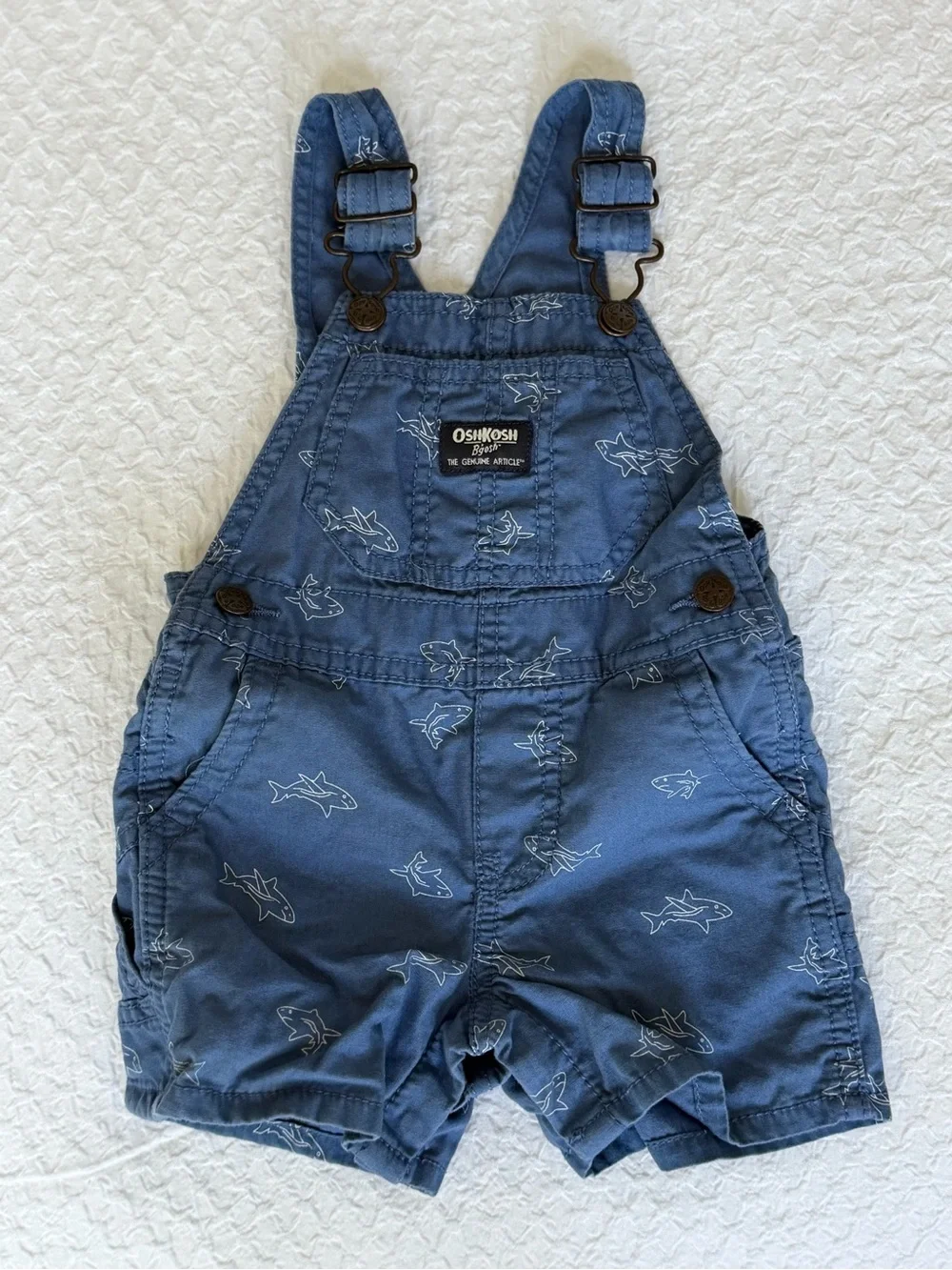 OshKosh B'gosh Navy Blue Shark Shortall Overalls